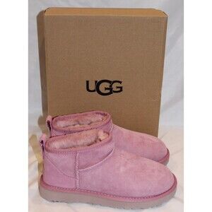 UGG WOMEN'S ULTRA MINI SUEDE SHEARLING LINED BOOTS DYR‎ PINK  NEW